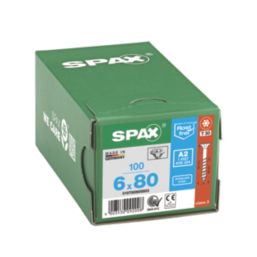 Spax  TX Countersunk Self Drilling Wood Screws 6mm x 80mm 100 Pack