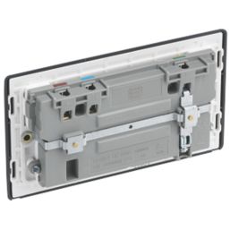 British General Part M 13A 2-Gang SP Switched Socket + 3.1A 15.5W 2-Outlet Type A USB Charger Charcoal