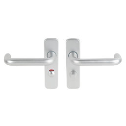 Smith & Locke Excell Fire Rated WC Door Handle Set Pair Satin Aluminium