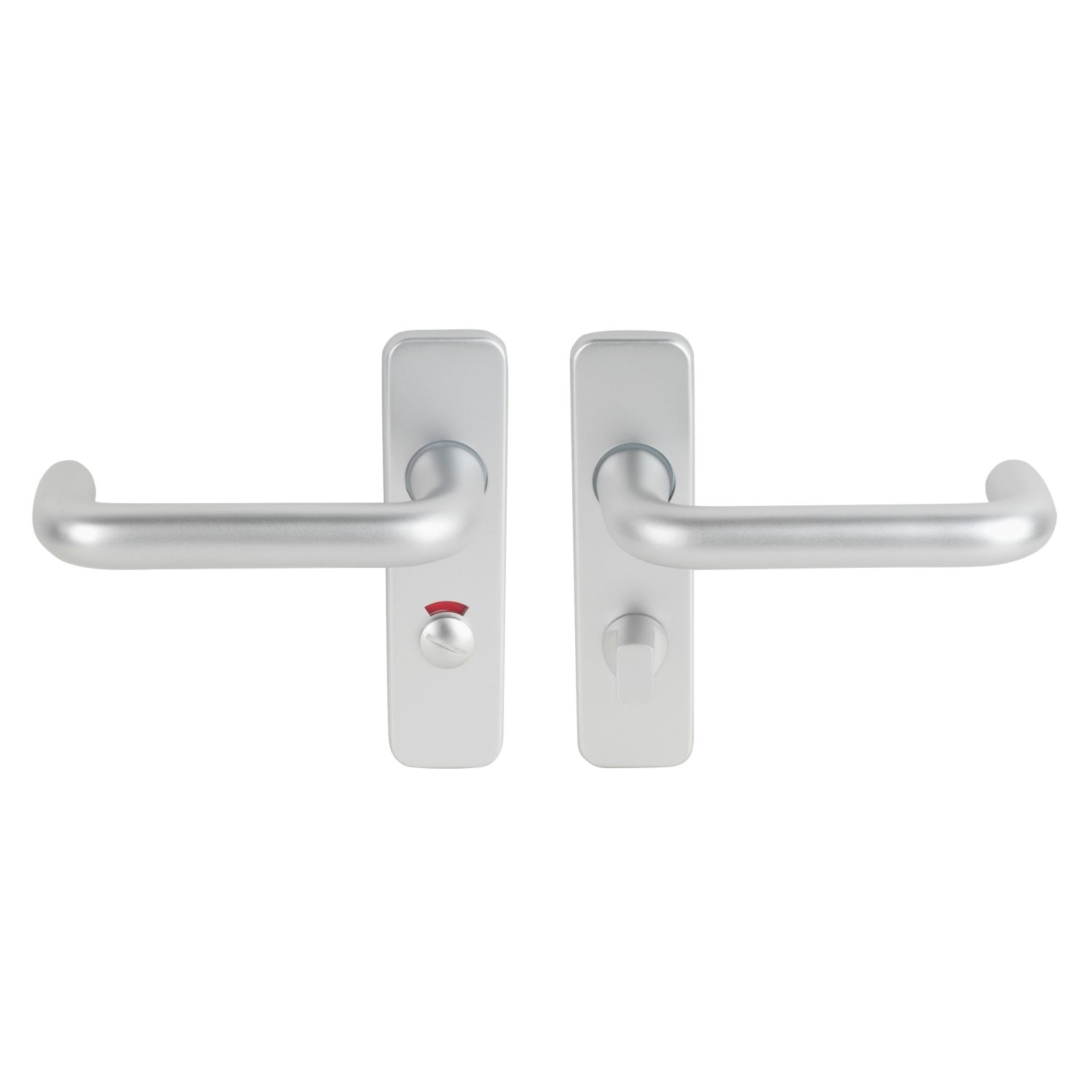 Smith & Locke Excell Fire Rated WC Door Handle Set Pair Satin Aluminium (6740J)