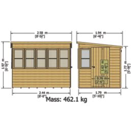 Shire Sunpent 8' x 6' (Nominal) Pent Shiplap T&G Timber Shed