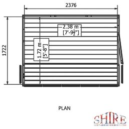 Shire Sunpent 8' x 6' (Nominal) Pent Shiplap T&G Timber Shed