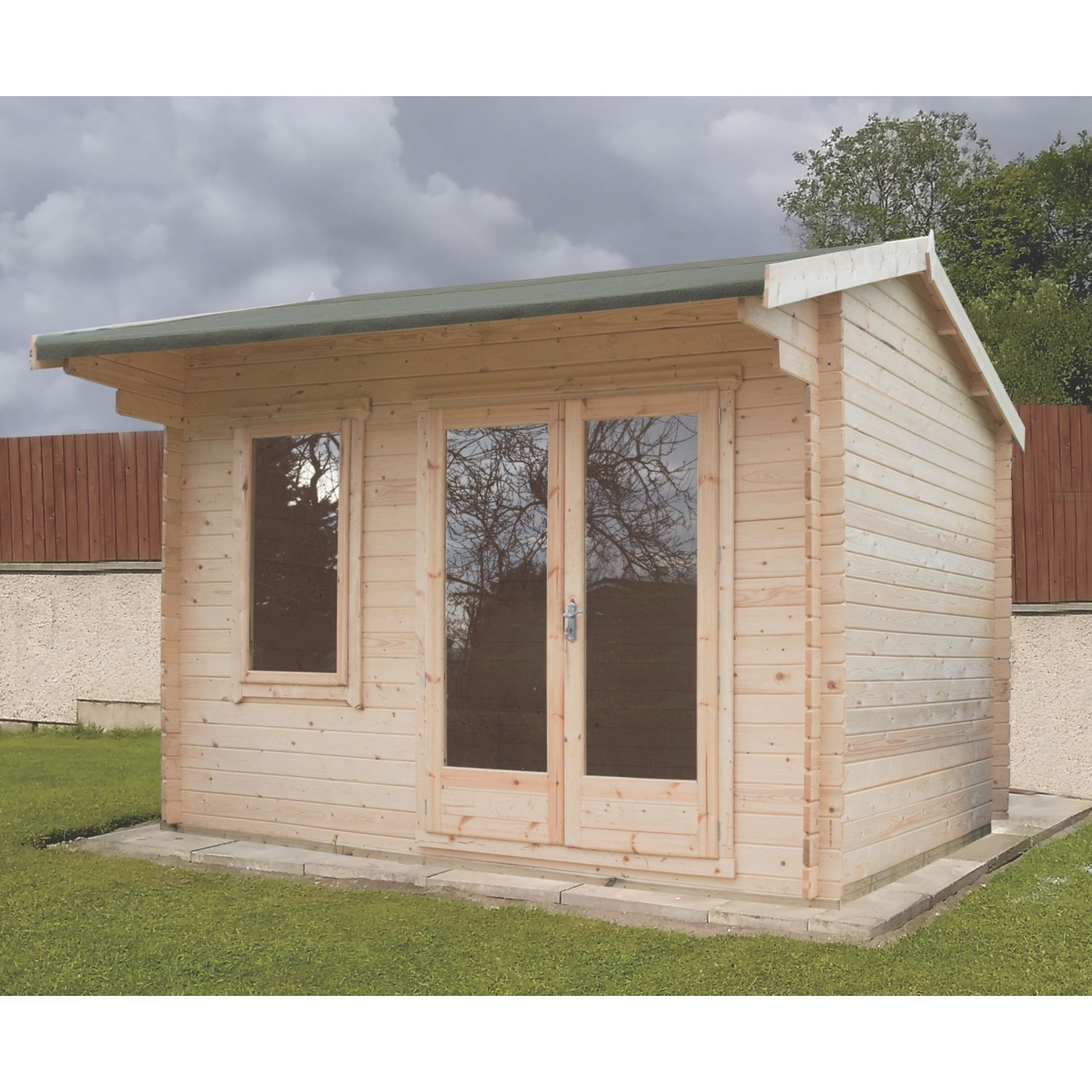 Shire Marlborough 12' x 10' (Nominal) Reverse Apex Timber Log Cabin (6747X)