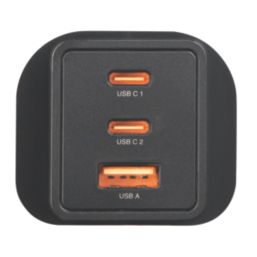 Masterplug 3-Outlet Type A & C Plug-In USB Charger Black 5A