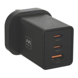 Masterplug 3-Outlet Type A & C Plug-In USB Charger Black 5A