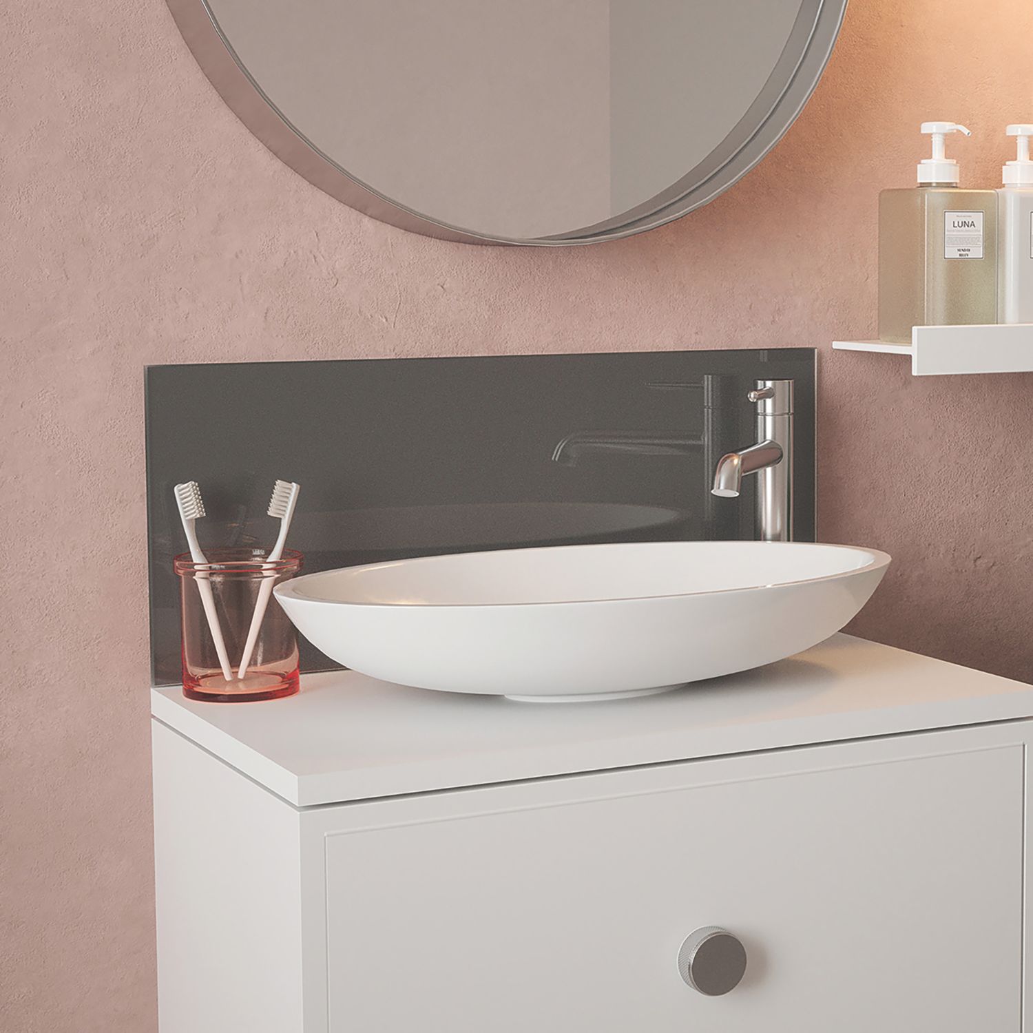 Splashback Self-Adhesive Bathroom Splashback Metallic Charcoal 250mm x 600mm x 4mm (674JL)