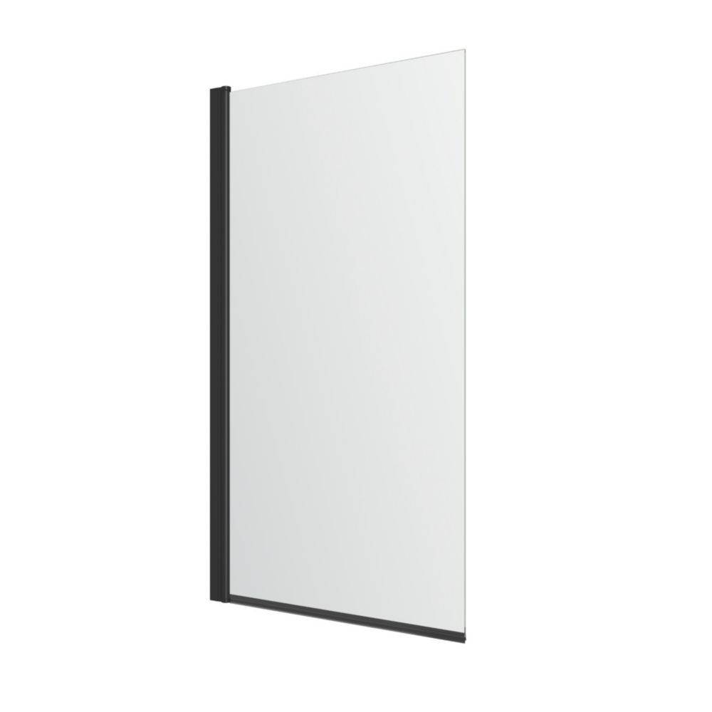 Square 6mm Toughened Safety Glass Reversible Straight Shower Bath Screen with Fixed Panel and Rail - Chrome - Balterley - 3