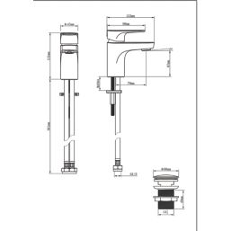 Swirl Caldew Silver 121mm Cloakroom Round Head Mono Basin Mixer Tap  With Clicker Waste
