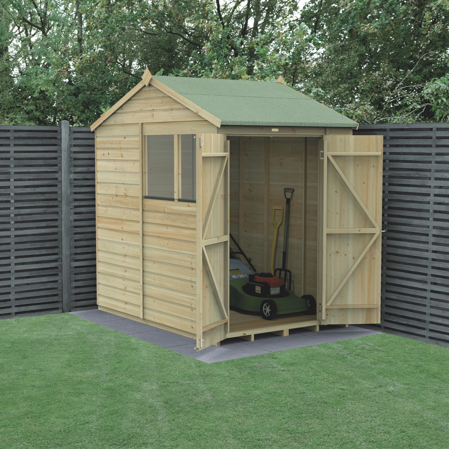 Forest Beckwood 5' x 7' (Nominal) Reverse Apex Shiplap Timber Shed with Base (674PW)