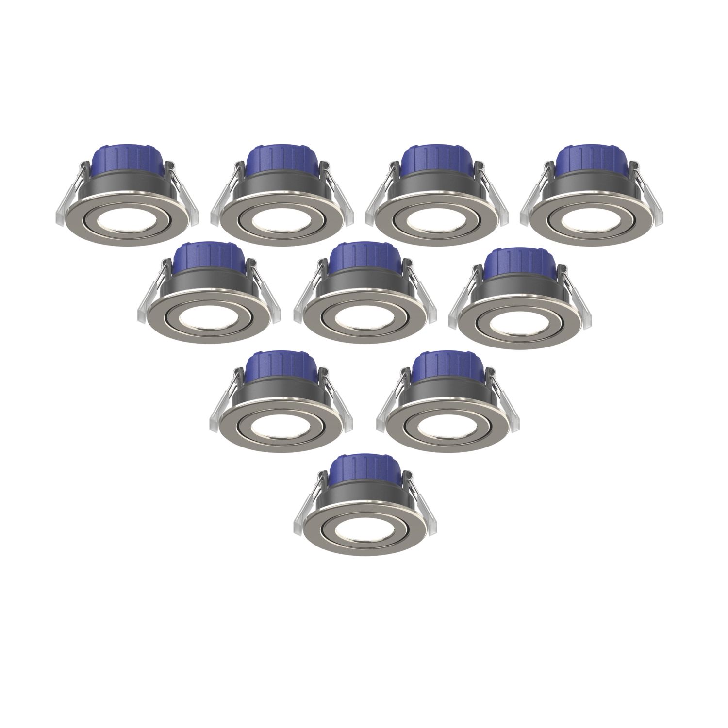 LAP Chaac Tilt Fire Rated LED Downlights Brushed Nickel 5.5W 600lm 10 Pack (674RE)