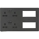 Knightsbridge SFR298AT 13A 4-Gang DP Combination Plate Anthracite with Black Inserts