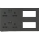 Knightsbridge SFR298AT 13A 4-Gang DP Combination Plate Anthracite with Black Inserts