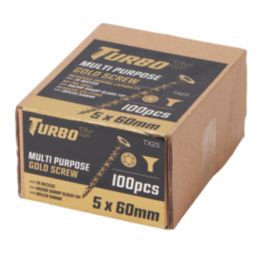 Turbo TX  TX Double-Countersunk  Multipurpose Screws 5mm x 60mm 100 Pack