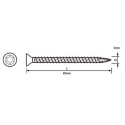 Turbo TX  TX Double-Countersunk  Multipurpose Screws 5mm x 60mm 100 Pack