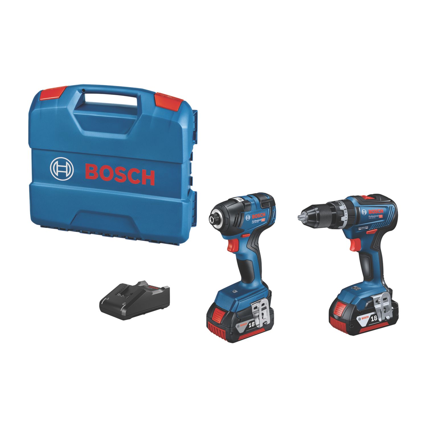 Bosch 06019J2171 18V 2 x 4.0Ah Li-Ion CoolPack Brushless Cordless Power Tool Twin Pack (675FU)