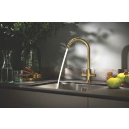 Streame by Abode Marido Swan Dual Lever Mono Mixer Brushed Brass