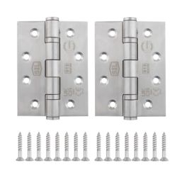 Smith & Locke  Satin Stainless Steel Grade 13 Fire Rated Ball Bearing Door Hinges 102mm x 76mm 2 Pack