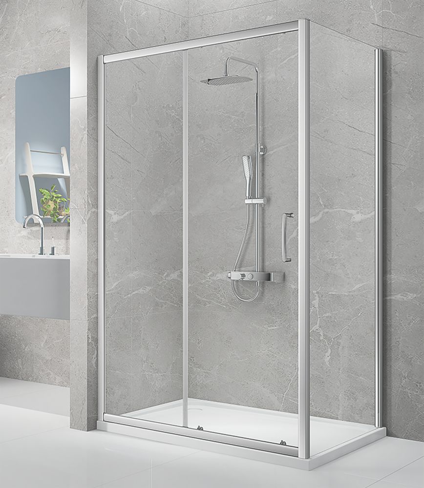 Triton Neo Eight Framed Rectangular Sliding Door Shower Enclosure  Chrome  1000mm x 760mm x 1900mm