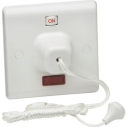 Knightsbridge  45A 1-Way Pull Cord Switch White with Neon