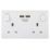 British General 800 Series 13A 2-Gang SP Switched Socket + 3.1A 15.5W 2-Outlet Type A USB Charger White