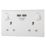 British General 800 Series 13A 2-Gang SP Switched Socket + 3.1A 15.5W 2-Outlet Type A USB Charger White