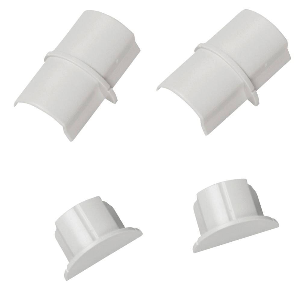 D-Line Plastic White Connector & End Cap Pack 4 Pcs - Screwfix