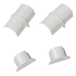 D-Line Plastic White Connector & End Cap Pack 4 Pcs