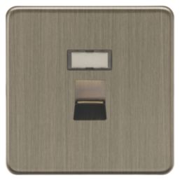 Knightsbridge Screwless 1-Gang RJ45 Antique Brass with Colour-Matched Inserts