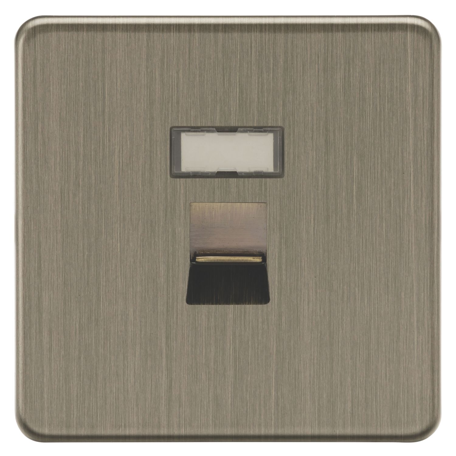 Knightsbridge Screwless 1-Gang Cat 5e RJ45 Antique Brass with Colour-Matched Inserts (676CR)
