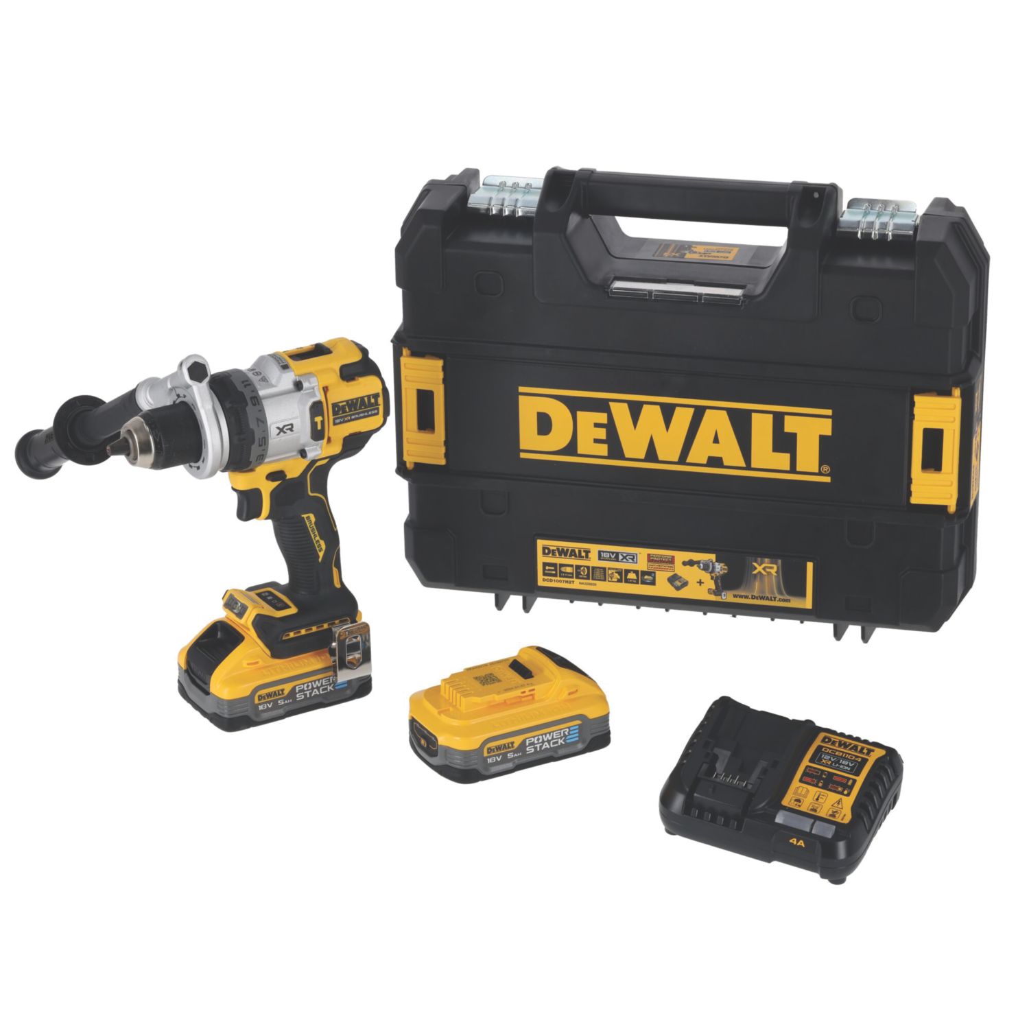 DEWALT DCD1007H2T-GB 18V 2 x 5.0Ah Li-Ion XR Brushless Cordless Hammer Drill Driver (676EK)