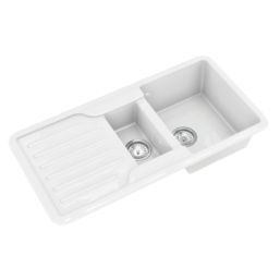 ETAL Comite Traditional 1.5 Bowl Composite Kitchen Sink White Reversible 1000mm x 500mm