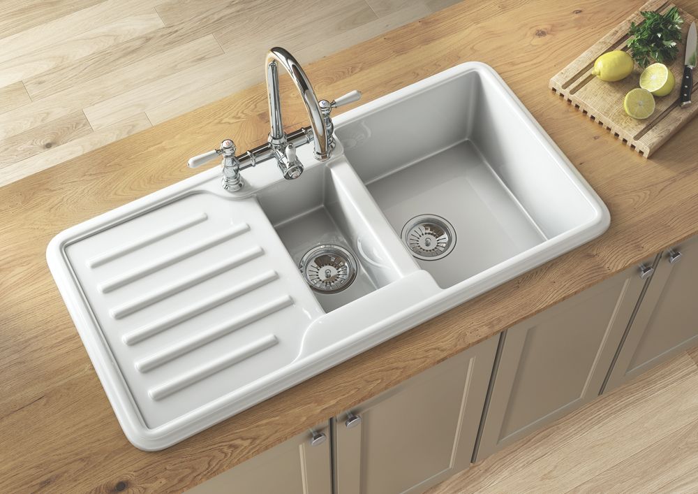 ETAL Comite Traditional 1.5 Bowl Composite Kitchen Sink White