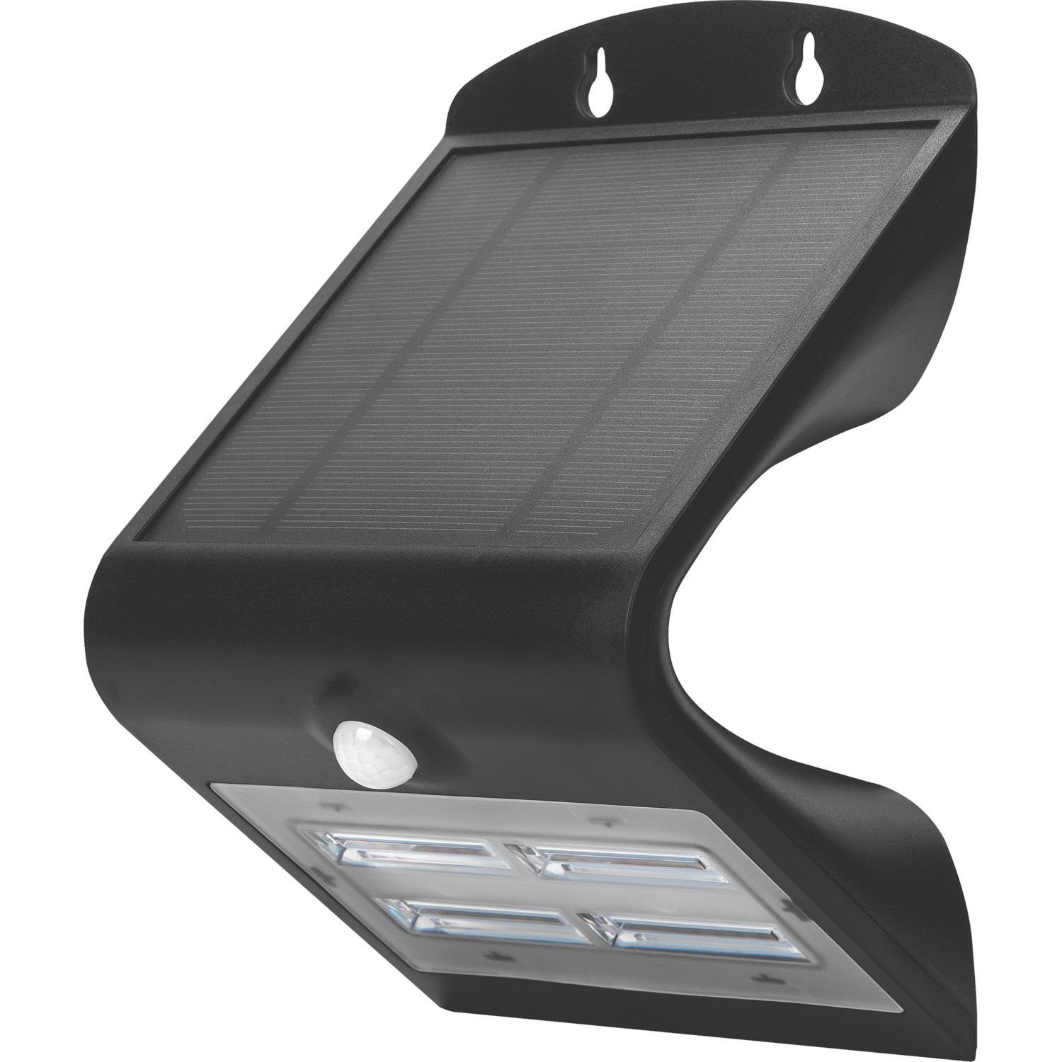 Luceco Outdoor LED Solar-Powered Wall Light With PIR Sensor Black 400lm (676GY)