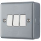 British General  10AX 3-Gang 2-Way Metal Clad Triple Light Switch with White Inserts