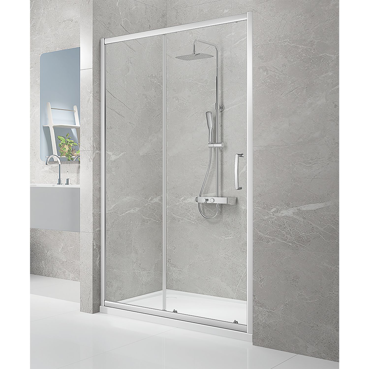 Triton Neo Eight Framed Rectangular Sliding Shower Door Chrome 1000mm x 1900mm (676TK)