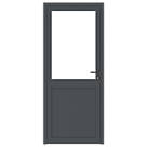 Crystal  1-Panel 1 Clear-Light Left-Hand Opening Anthracite Grey Aluminium Back Door 2090mm x 920mm