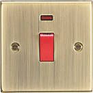 Knightsbridge CS81NAB 45A 1-Gang DP Control Switch Antique Brass with LED