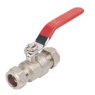 Essentials  Compression Reduced Bore 15mm Lever Ball Valve with Red Handle