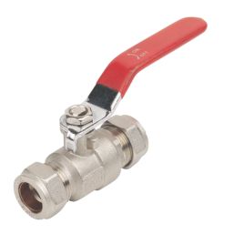 Essentials  Compression Reduced Bore 15mm Lever Ball Valve with Red Handle