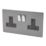 Varilight  13AX 2-Gang DP Switched Plug Socket Slate Grey  with Black Inserts