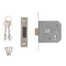 Smith & Locke Fire Rated  3 Lever Nickel-Plated Mortice Deadlock 76mm Case - 57mm Backset
