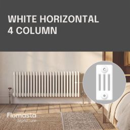 Flomasta 300mm x 1010mm 2993BTU White Horizontal 4 Column Radiator
