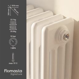 Flomasta 300mm x 1010mm 2993BTU White Horizontal 4 Column Radiator