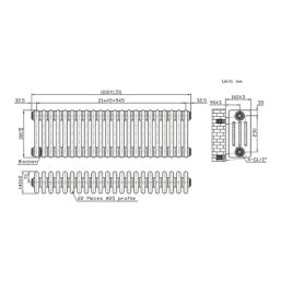 Flomasta 300mm x 1010mm 2993BTU White Horizontal 4 Column Radiator