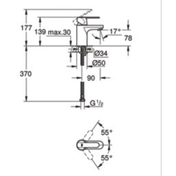 Grohe Get Matt Black 177mm Standard Lever Mono Basin Mixer Tap