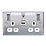 British General Nexus Metal 13A 2-Gang SP Switched Wi-Fi Extender Socket + 2.1A 10.5W 1-Outlet Type A USB Charger Polished Chrome with White Inserts