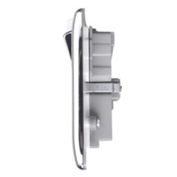 British General Nexus Metal 13A 2-Gang SP Switched Wi-Fi Extender Socket + 2.1A 10.5W 1-Outlet Type A USB Charger Polished Chrome with White Inserts