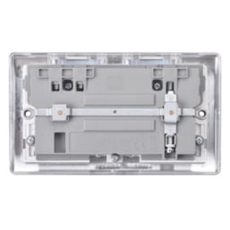 British General Nexus Metal 13A 2-Gang SP Switched Wi-Fi Extender Socket + 2.1A 10.5W 1-Outlet Type A USB Charger Polished Chrome with White Inserts