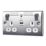 British General Nexus Metal 13A 2-Gang SP Switched Wi-Fi Extender Socket + 2.1A 10.5W 1-Outlet Type A USB Charger Polished Chrome with White Inserts