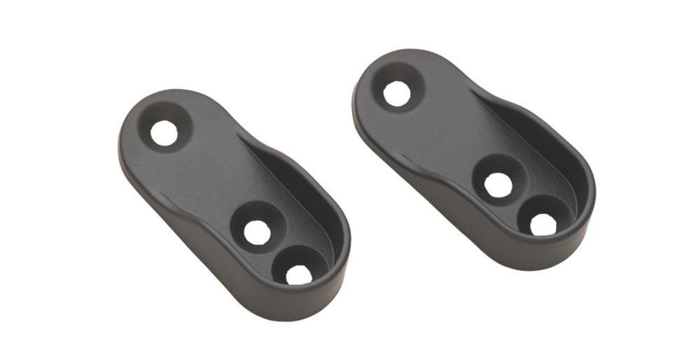 Rail and Tube Solutions Oval End Rail Brackets Black 15mm 2 Pack - Screwfix